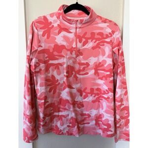IBKUL Top Size L Long Sleeve Polo Collar Preppy UPF 50 Watermelon Camo